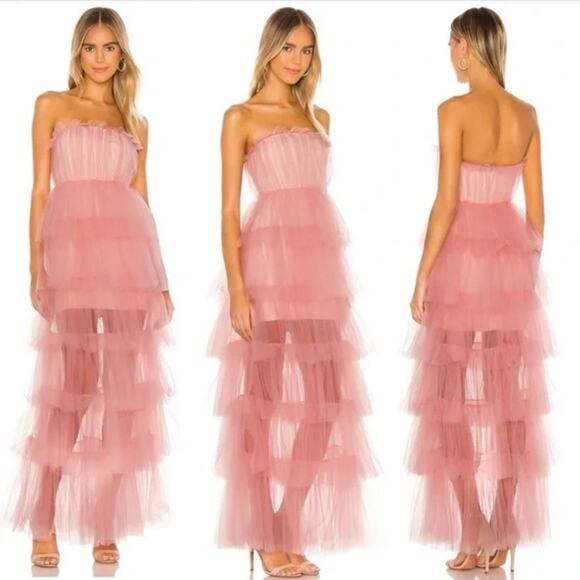 Lovers + Friends Dresses & Skirts - Revolve Lovers and Friends Pink Bobbit Occasion Tiered Tulle Gown (Sz L)